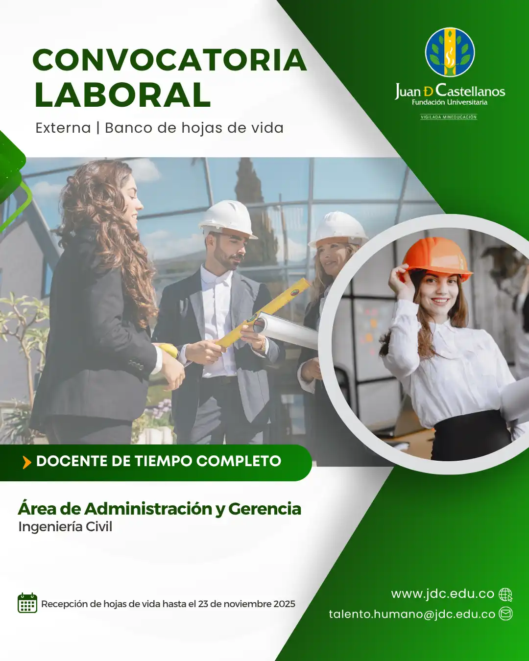 Docente (Tiempo completo) –Área de Administración y Gerencia (Convocatoria externa - Banco de hojas de vida)